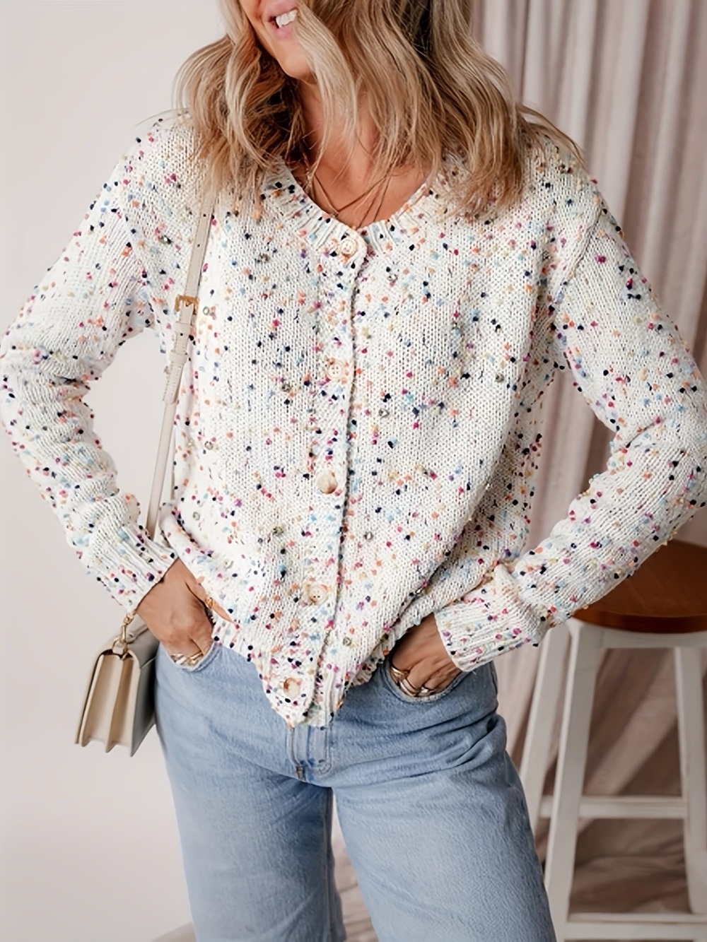 Textured Knit Button-Up Cardigan - Picture 5 of 9